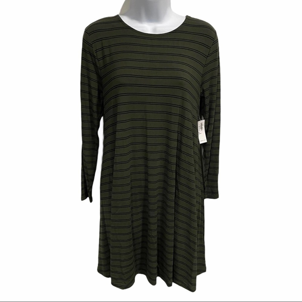 Old Navy Sage Green Stripe Casual Swing Dress MP